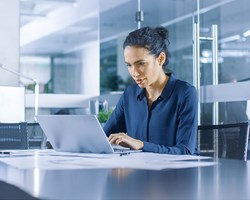 Woman working on laptop