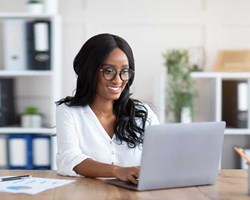 Professional female working on laptop