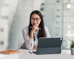 Professional female working in a modern office