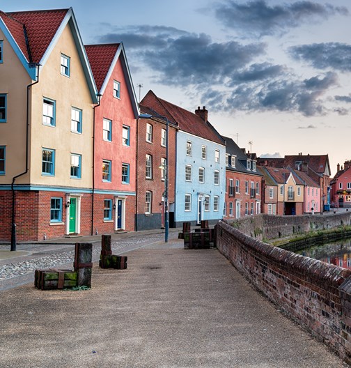 Houses by Norwich river