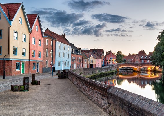 Houses by Norwich river