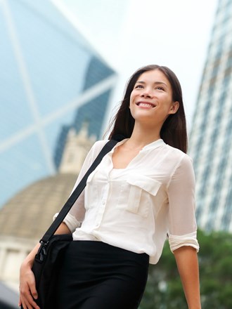 Smily student in the city 