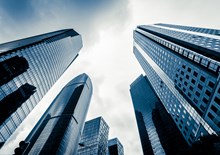 View of skyscrapers seen from ground level