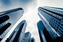 View of skyscrapers seen from ground level