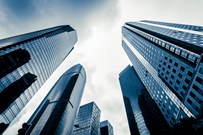 View of skyscrapers seen from ground level