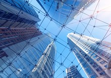 View of skyscrapers seen from ground level