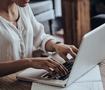 Student working on laptop