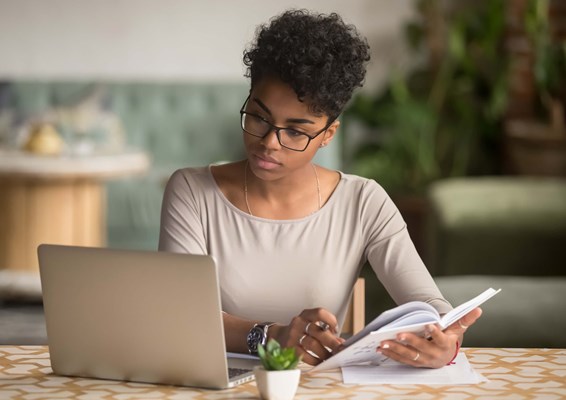 Female working on laptop