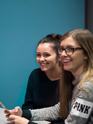 Two students socialising 